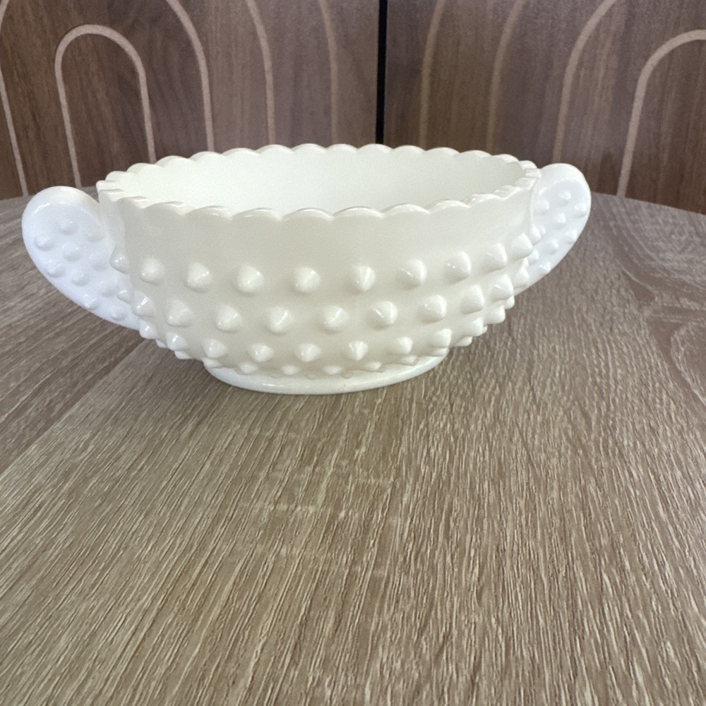 Fenton Milk Glass Hobnail Candy Bowl